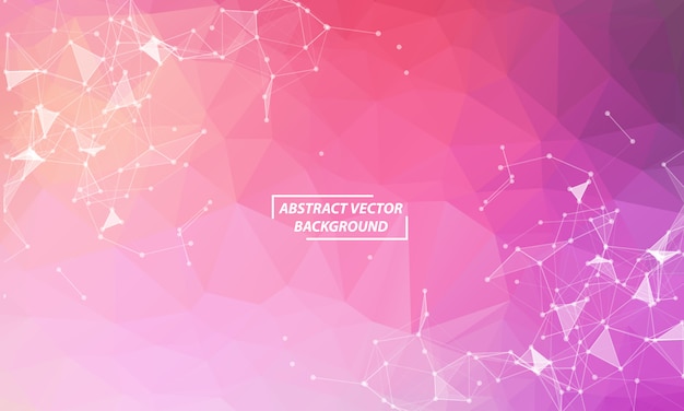 Abstract purple pink polygonal space background with connecting dots and lines.  connection structure and science background. futuristic hud design.