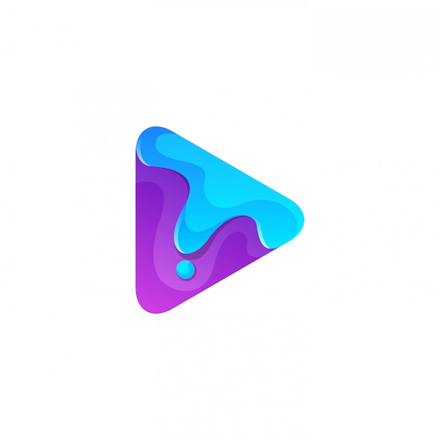 Abstract Purple Play Button With Melted Logo 