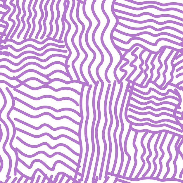 Абстрактный фиолетовый полосатый бесшовный рисунок Ручной рисунок линии бесконечные обои Декоративная волна этнического происхождения