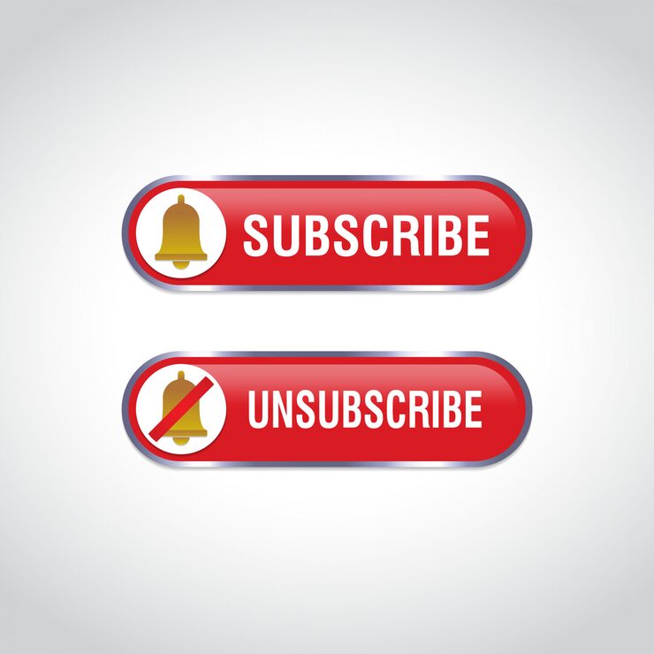 Vector abstract push buttons subscribe and unsubscribe for use in website, ui, app and game interface. modern web elements.