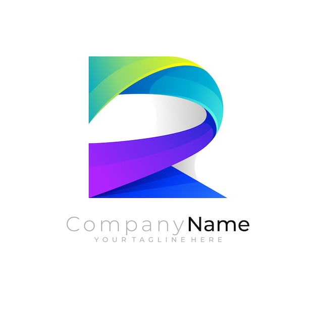 Abstract R logo vector 3d colorful logos