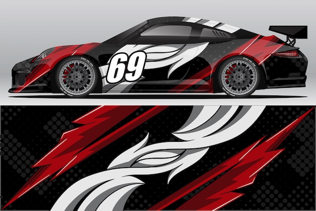 Абстрактный дизайн наклейки гоночного автомобиля и спортивный фон для повседневного использования гоночной ливреи или автомобильного винила
