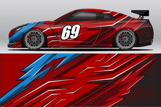 Abstract Race car wrap sticker design and sports background for daily use racing livery or car vinyl