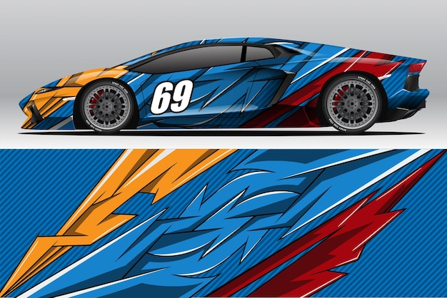 Abstract Race car wrap sticker design and sports background for daily use racing livery or car vinyl