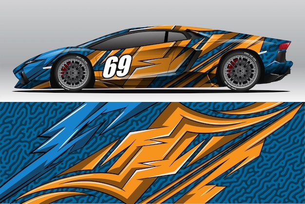 Abstract Race car wrap sticker design and sports background for daily use racing livery or car vinyl