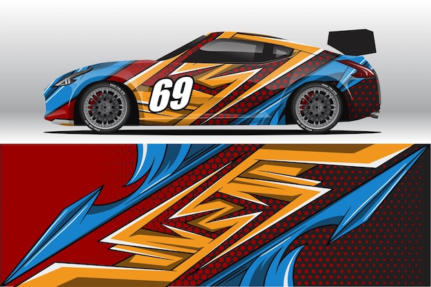 Abstract race car wrap sticker design and sports background for daily use racing livery or car vinyl