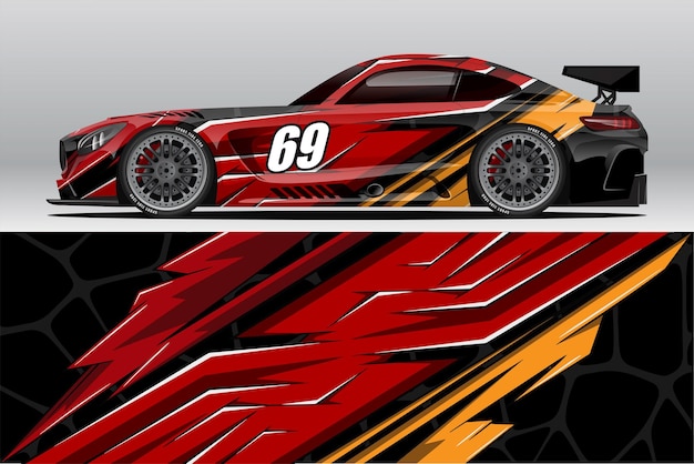 Abstract Race car wrap sticker design and sports background for daily use racing livery or car vinyl