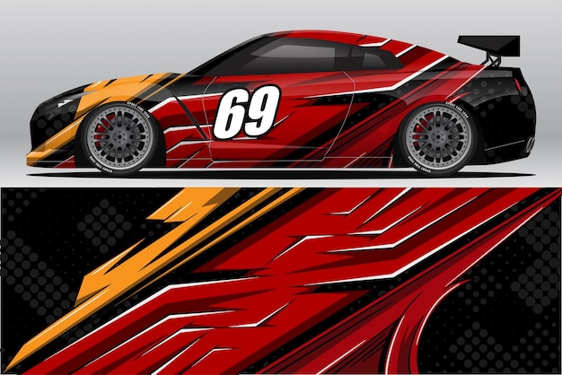 Abstract Race car wrap sticker design and sports background for daily use racing livery or car vinyl