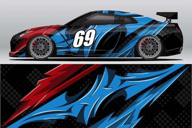 Abstract Race car wrap sticker design and sports background for daily use racing livery or car vinyl