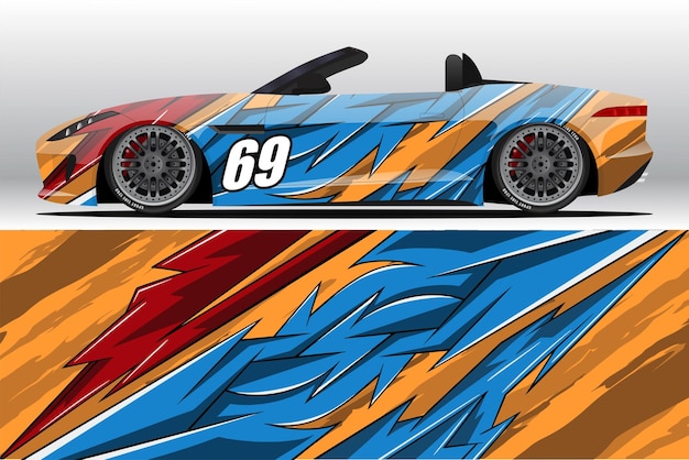 Abstract Race car wrap sticker design and sports background for daily use racing livery or car vinyl