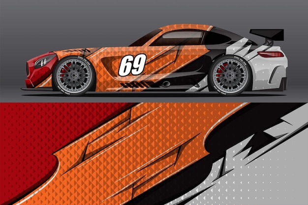 Abstract Race car wrap sticker design and sports background for daily use racing livery or car vinyl