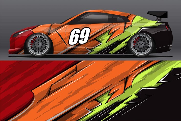 Abstract Race car wrap sticker design and sports background for daily use racing livery or car vinyl