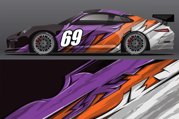 Abstract Race car wrap sticker design and sports background for daily use racing livery or car vinyl