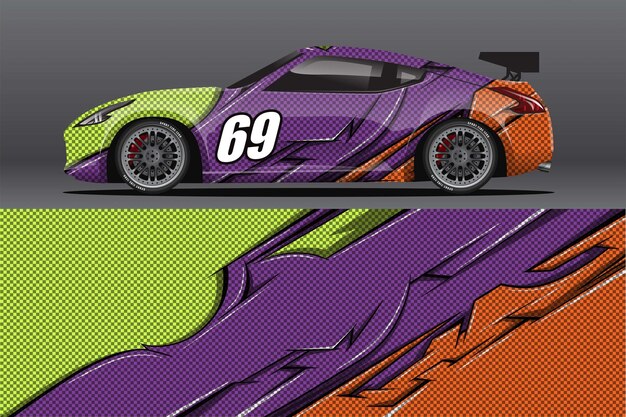 Abstract Race car wrap sticker design and sports background for daily use racing livery or car vinyl