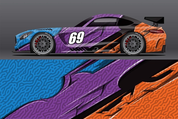 Abstract Race car wrap sticker design and sports background for daily use racing livery or car vinyl