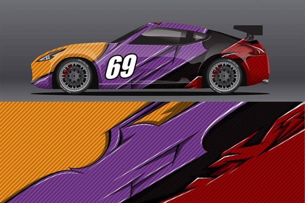 Abstract Race car wrap sticker design and sports background for daily use racing livery or car vinyl