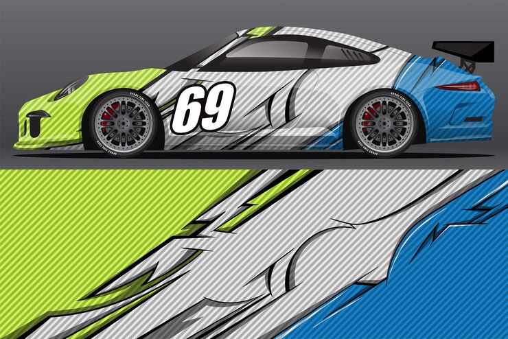 Abstract Race car wrap sticker design and sports background for daily use racing livery or car vinyl