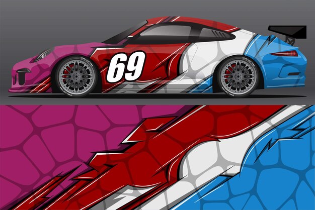 Vector abstract race car wrap sticker design and sports background for daily use racing livery or car vinyl