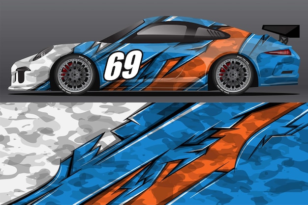 Abstract Race car wrap sticker design and sports background for daily use racing livery or car vinyl