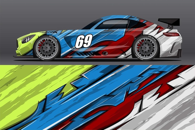 Abstract Race car wrap sticker design and sports background for daily use racing livery or car vinyl