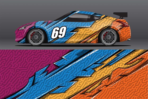 Абстрактный дизайн наклейки гоночного автомобиля и спортивный фон для повседневного использования гоночной ливреи или автомобильного винила