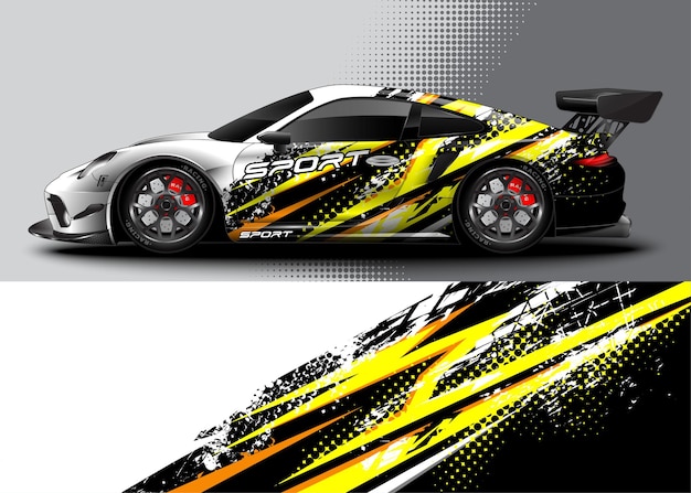 Abstract racing sport car for wrap decal sticker design and vehicle livery