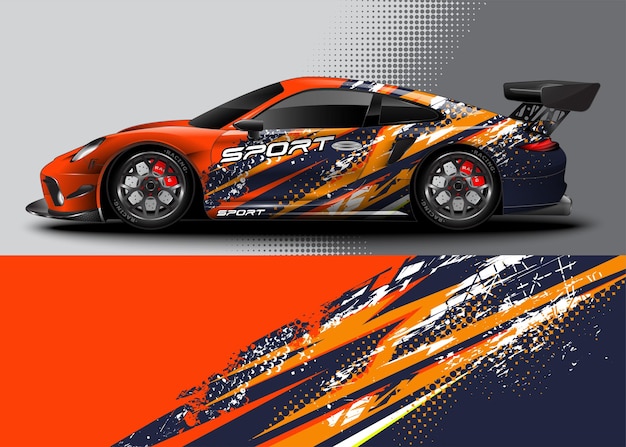 Abstract racing sport car for wrap decal sticker design and vehicle livery