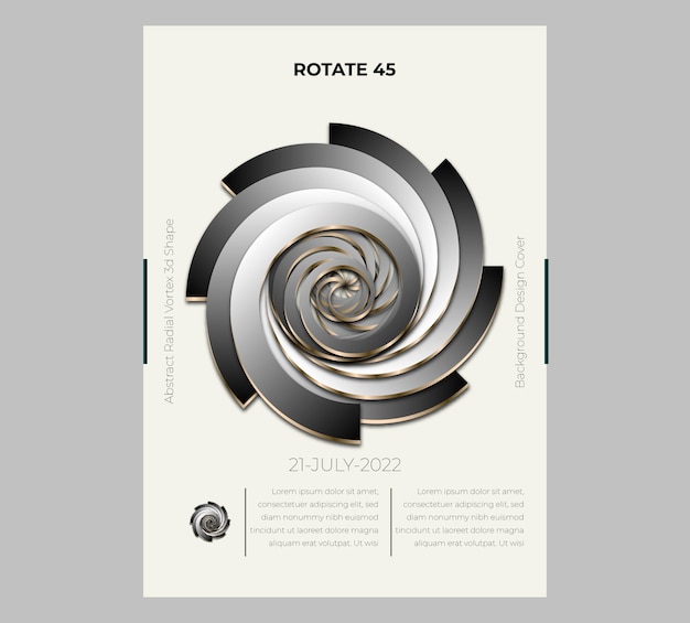 Forma 3d di vortice radiale astratto, modello di layout di progettazione poster.