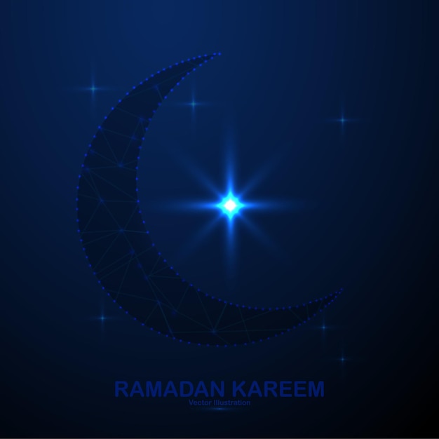 Ramadan kareem astratto nel design in stile poli basso dello spazio