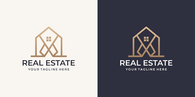Abstract real estate logo template.creative concept linear shape for business of building,corporate.