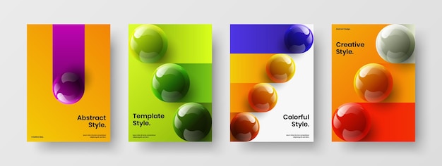 Abstract realistic balls brochure concept collection