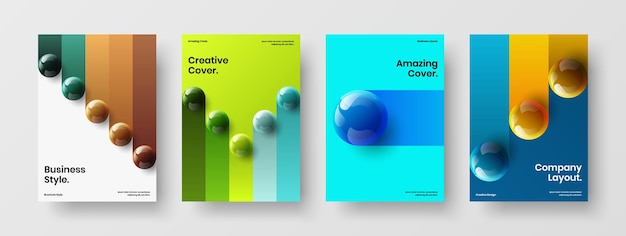 Abstract realistic balls company brochure template composition