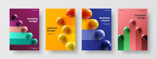 Abstract realistic balls company cover illustration bundle