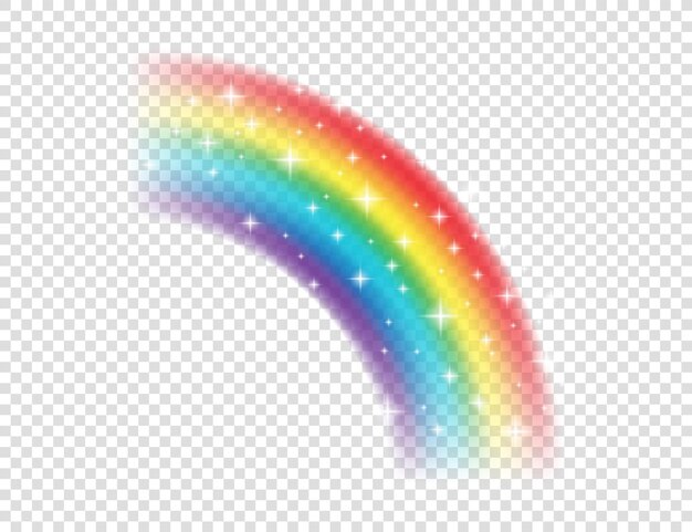 Vector abstract realistic colorful rainbow with shiny stars on transparent background vector illustration