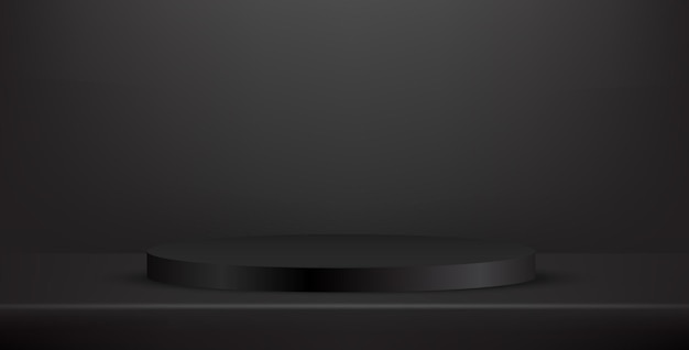 Abstract realistic cylinder pedestal podium 3d shape design Blank stage empty space room Minimal