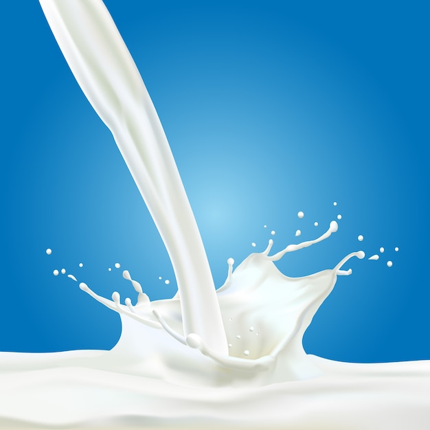 Abstract realistic milk drop with splashes isolated 