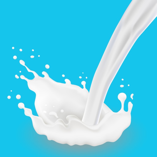 Vector abstract realistic milk drop with splashes isolated