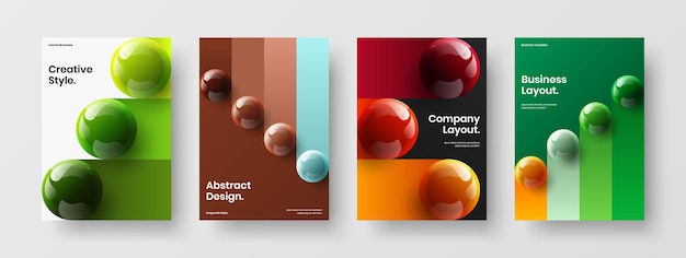 Abstract realistic spheres booklet template collection