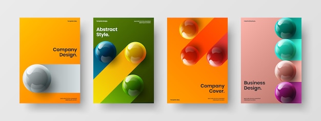 Abstract realistic spheres brochure concept set