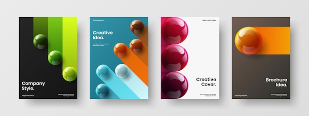 Abstract realistic spheres catalog cover layout set