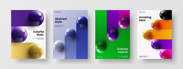 Vector abstract realistic spheres company brochure concept collection