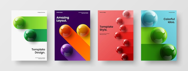 Abstract realistic spheres postcard concept composition