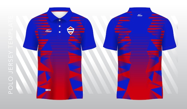 벡터 포로 스포츠 유니폼 템플릿의 추상적인 빨간색과 파란색 배경과 패턴