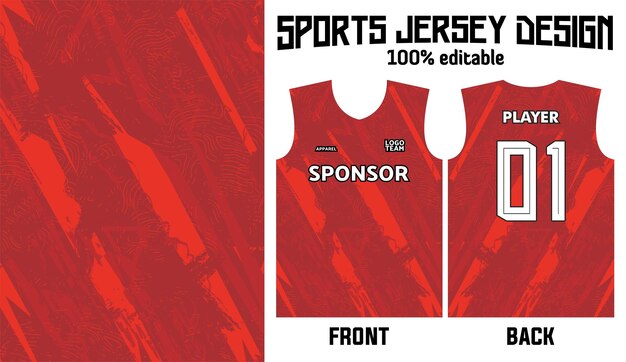 Vector abstract red background jersey design for sport uniform