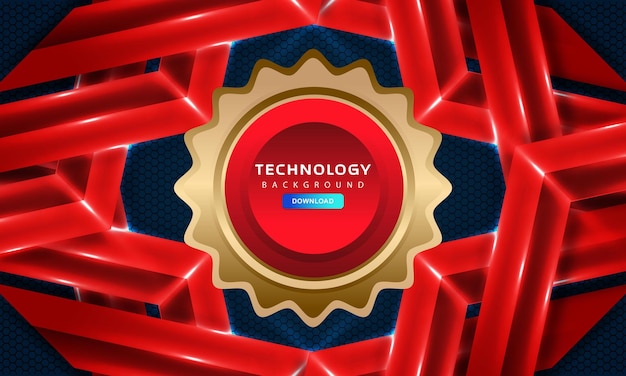 Вектор Абстрактный красный фон роскошный 3d фон с случайными слоями форм и блестящими линиями