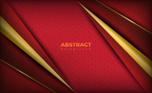 Vector abstract red background realistic with diagonal golden lines