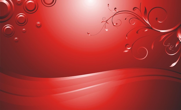 Abstract red background with lines and circle