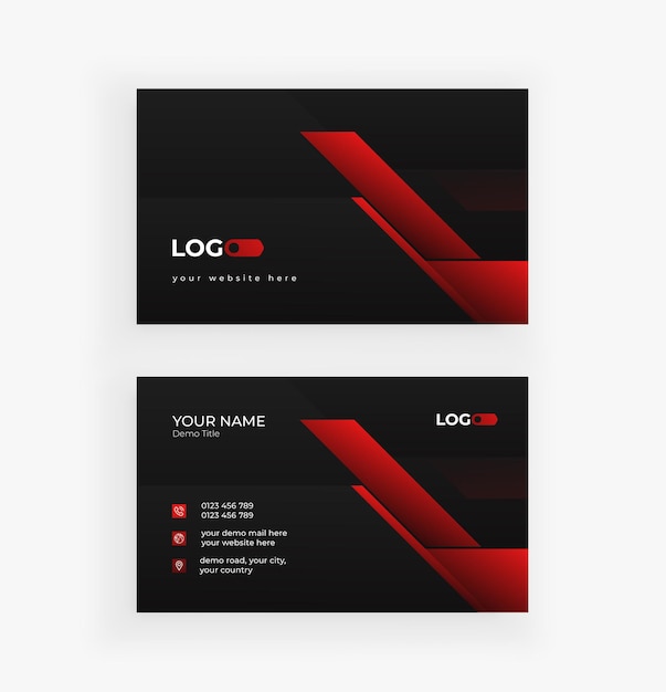 Vector abstract red and black geometric business card design