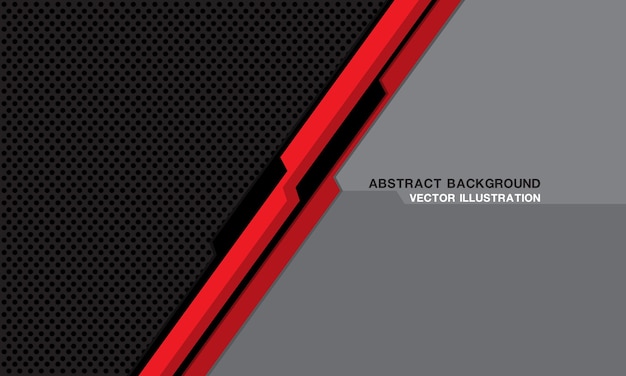 Abstract red black line cyber geometric on dark circle mesh futuristic technology.