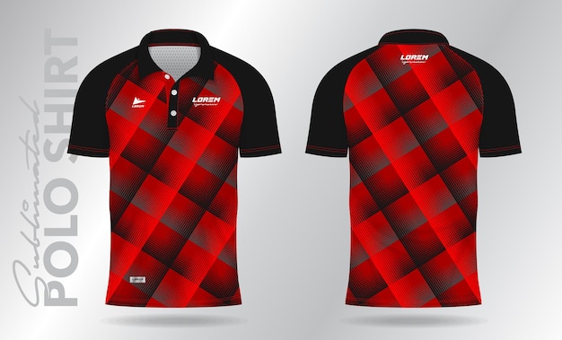 추상적인 빨간색과 검은색 폴로 셔츠 모 템플릿 디자인 스포츠 유니폼